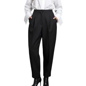 Vintage Canadian made black wool blend minimalist pleated baggy trousers 8